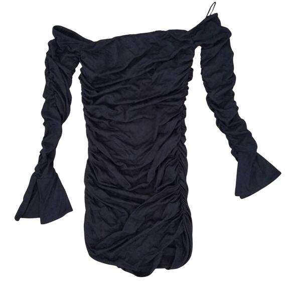 ❄️2/$5❄️[B4] NWT Kerry Ruched Off-the-Shoulder Black Mini Dress, Size XS - Picture 4 of 5
